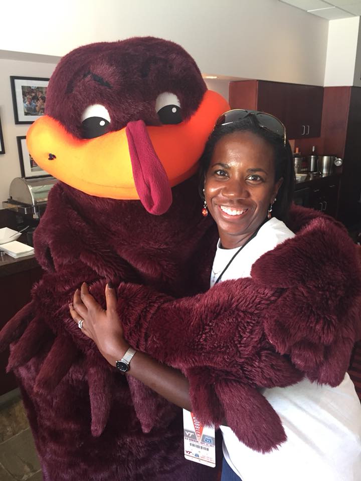 Krystal McCants with the Hokie Bird